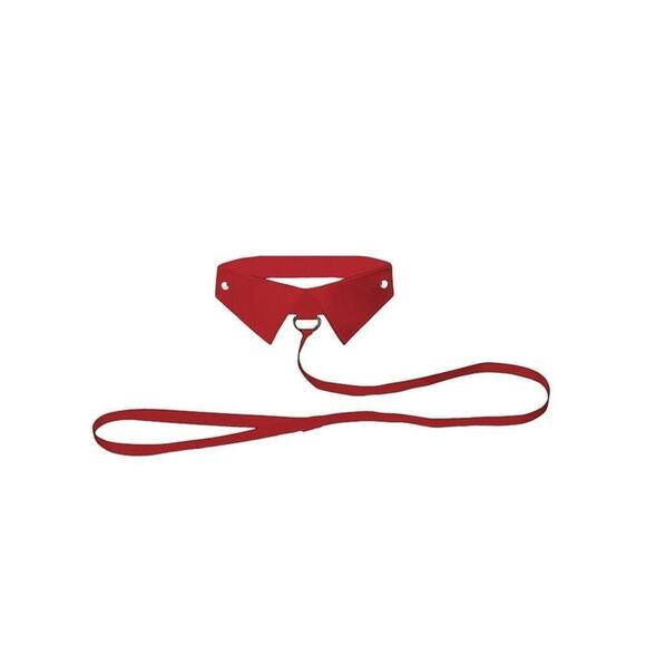 🦋B2G1🦋OUCH! SHOTS AMERICA Classic Leather Collar With Leash-Red | ONE SIZE | - Picture 3 of 5